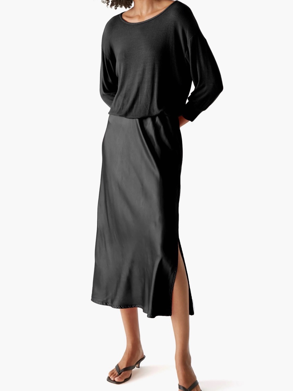 Michael Stars Nadia Two In One Midi Dress Black Size S (4/6) Goth Minimalist EUC